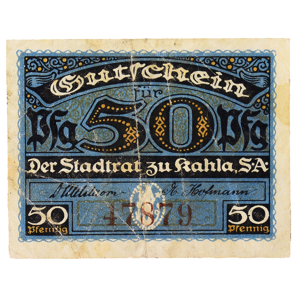 Geldschein, Deutschland, Kahla, 50 Pfennig, rempart, 1920, VZ+, Mehl:K1.8