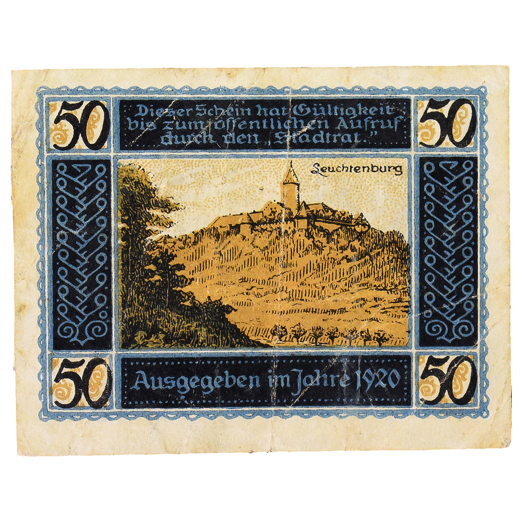 Geldschein, Deutschland, Kahla, 50 Pfennig, rempart, 1920, VZ+, Mehl:K1.8