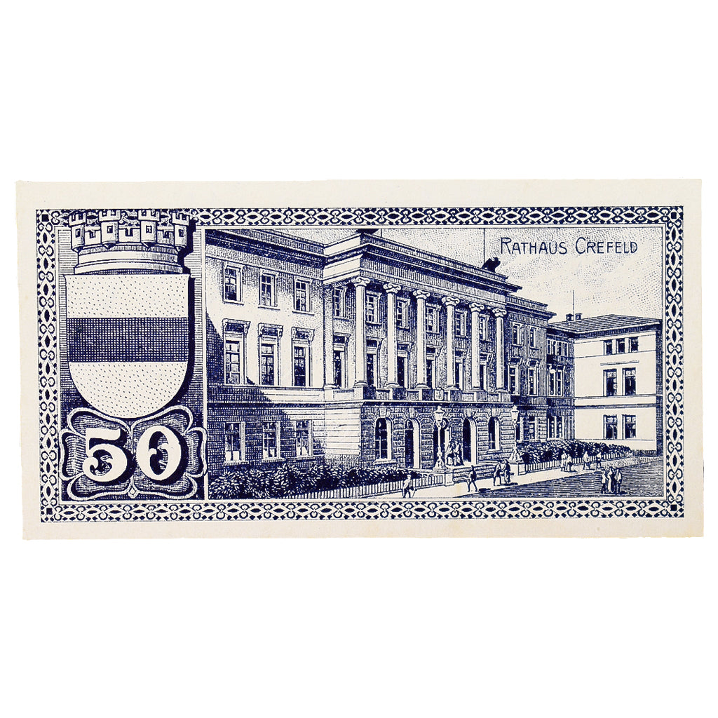 Banconote, Germania, Crefeld, 50 Pfennig, monument 1, 1919, 1919-03-20, SPL