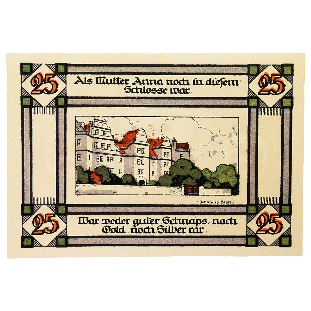 Banconote, Germania, Annaburg Stadt, 25 Pfennig, Maison, 1921, 1921-08-01, SPL