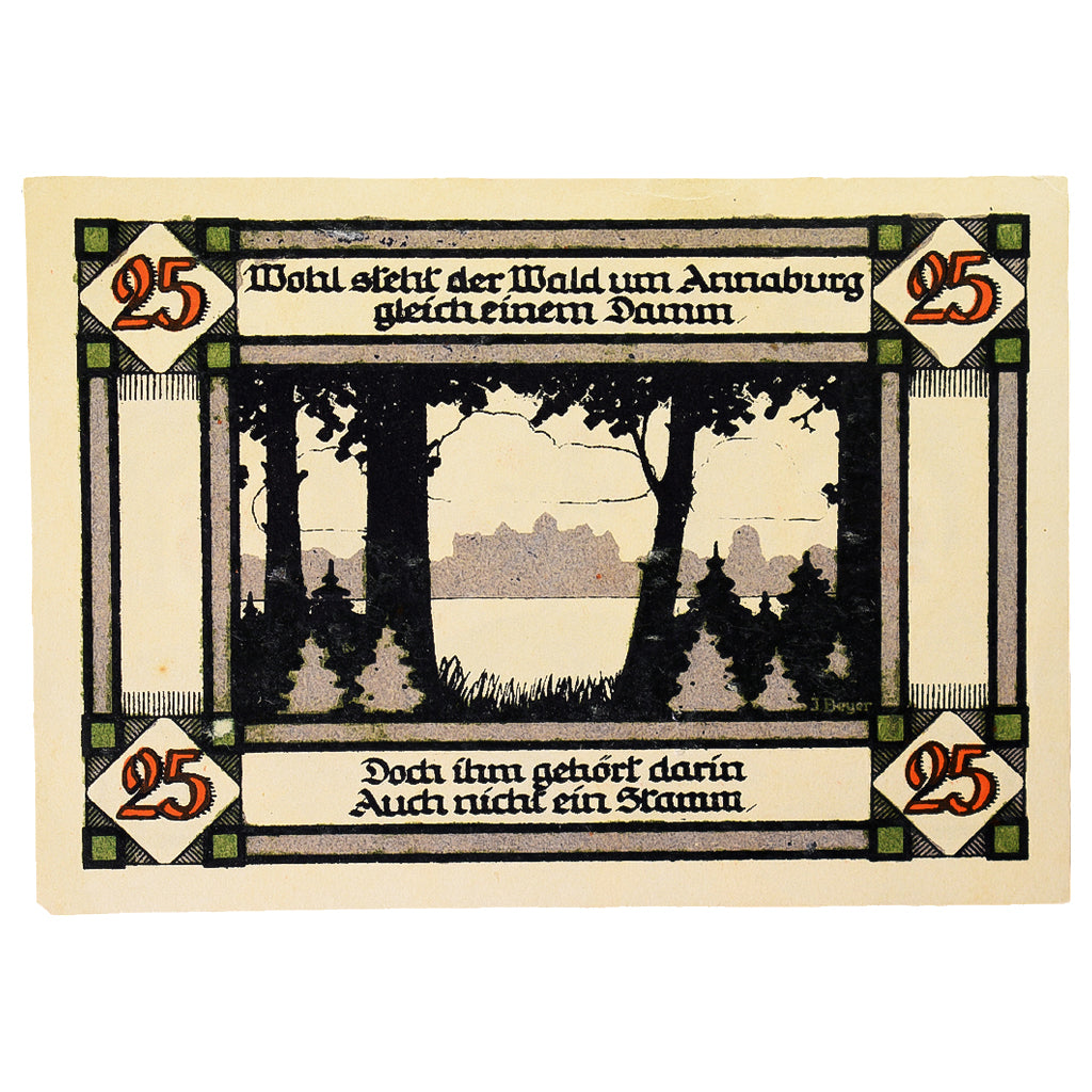 Banconote, Germania, Annaburg Stadt, 25 Pfennig, Foret, 1921, 1921-08-01, SPL