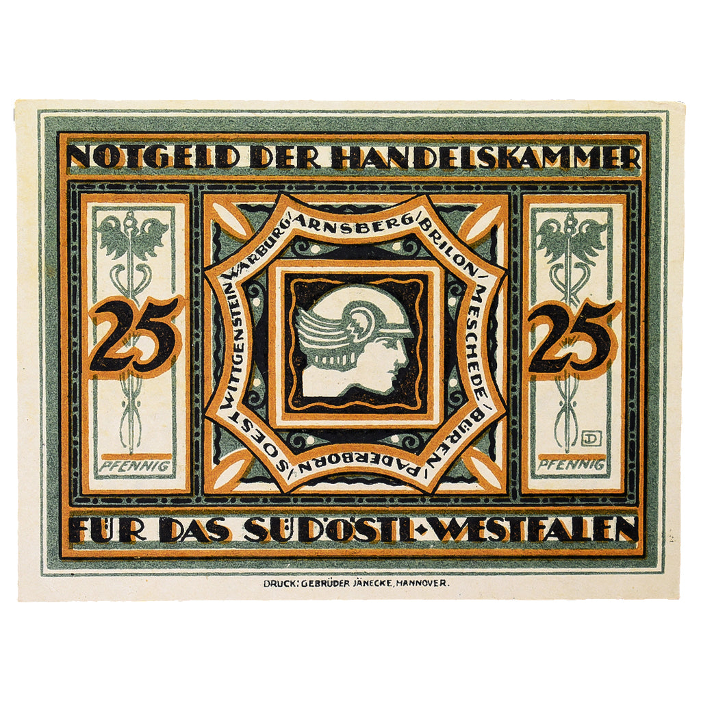 Banknote, Germany, Arnsberg Handelskammer für das südöstliche Westfalen, 25