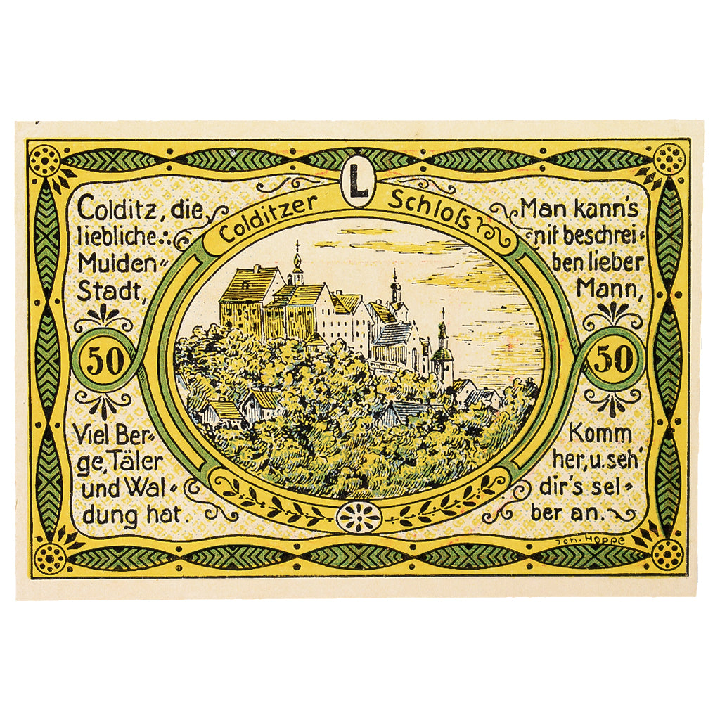Banconote, Germania, Colditz Stadt, 50 Pfennig, personnage 3, 1921, 1921-09-01
