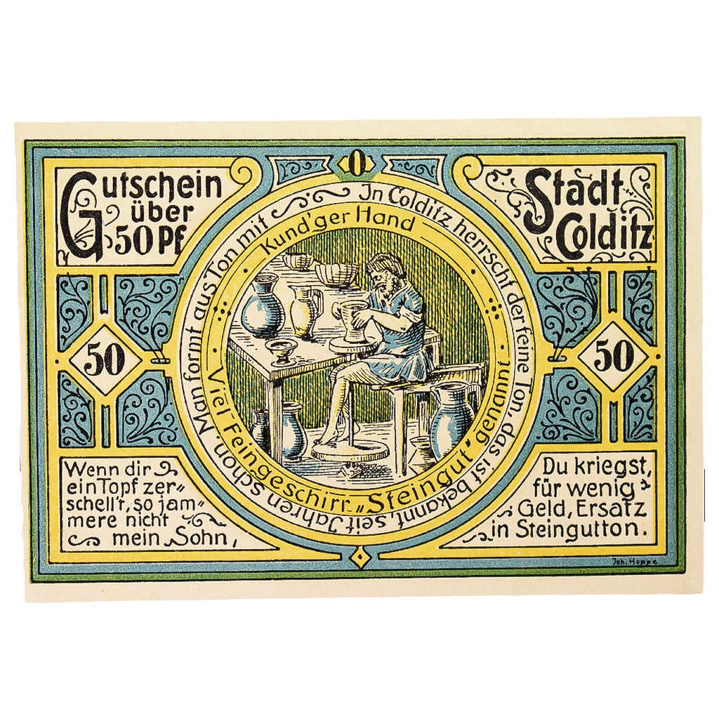 Banconote, Germania, Colditz Stadt, 50 Pfennig, personnage 4, 1921, 1921-09-01