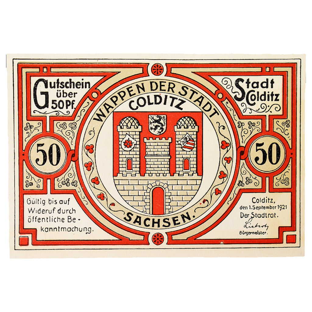 Banknot, Niemcy, Colditz Stadt, 50 Pfennig, personnage 5, 1921, 1921-09-01