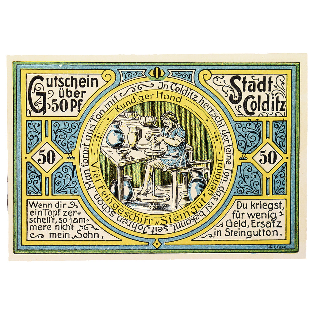 Banknot, Niemcy, Colditz Stadt, 50 Pfennig, personnage 5, 1921, 1921-09-01