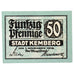 Banconote, Germania, Kemberg Stadt, 50 Pfennig, Blason, 1918, 1918-11-01, SPL