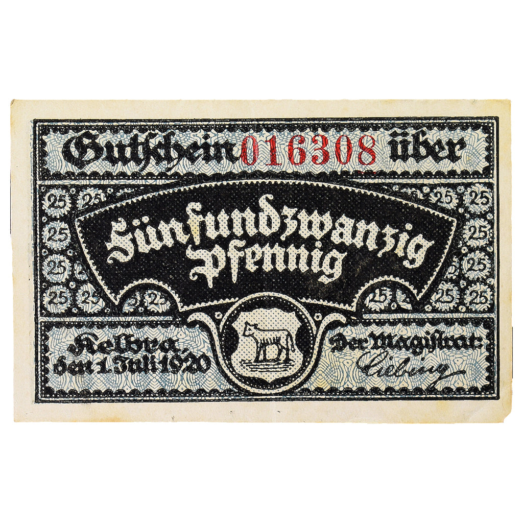 Geldschein, Deutschland, Kelbra, 25 Pfennig, village, 1921, 1921-07-12, VZ+