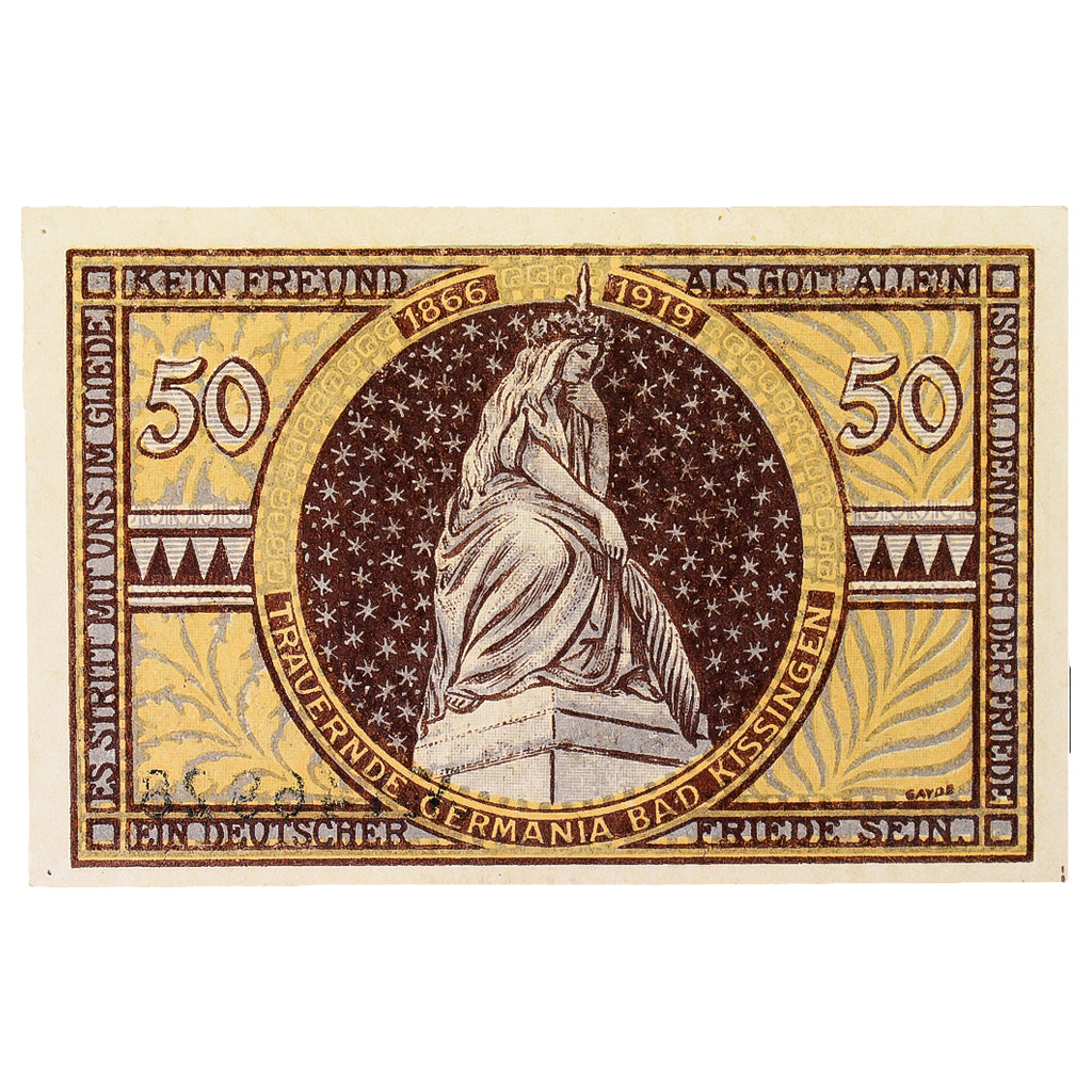 Banconote, Germania, Kissingen Bad Stadt, 50 Pfennig, personnage, 1920, SPL