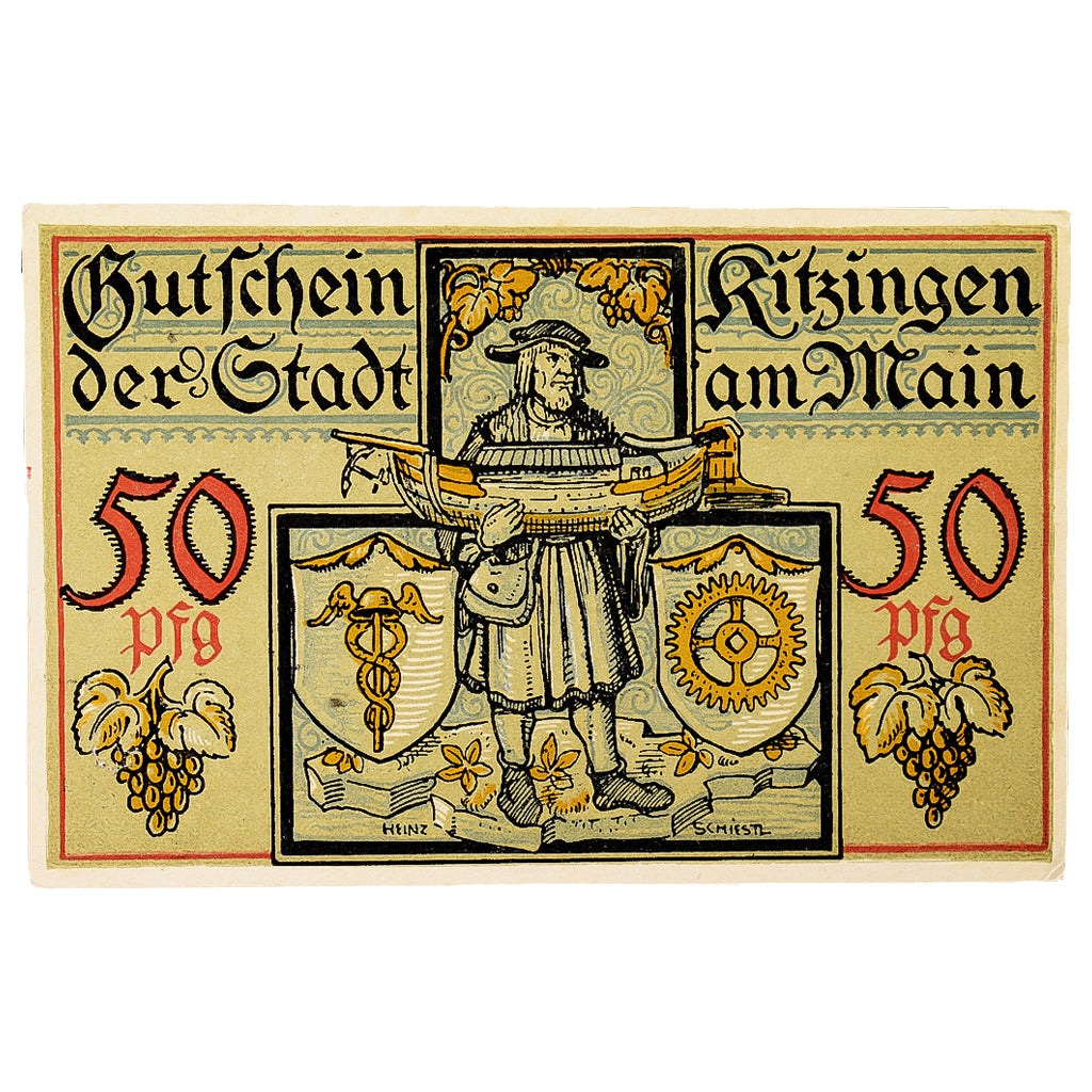 Geldschein, Deutschland, Kitzingen Stadt, 50 Pfennig, personnage 1, 1921