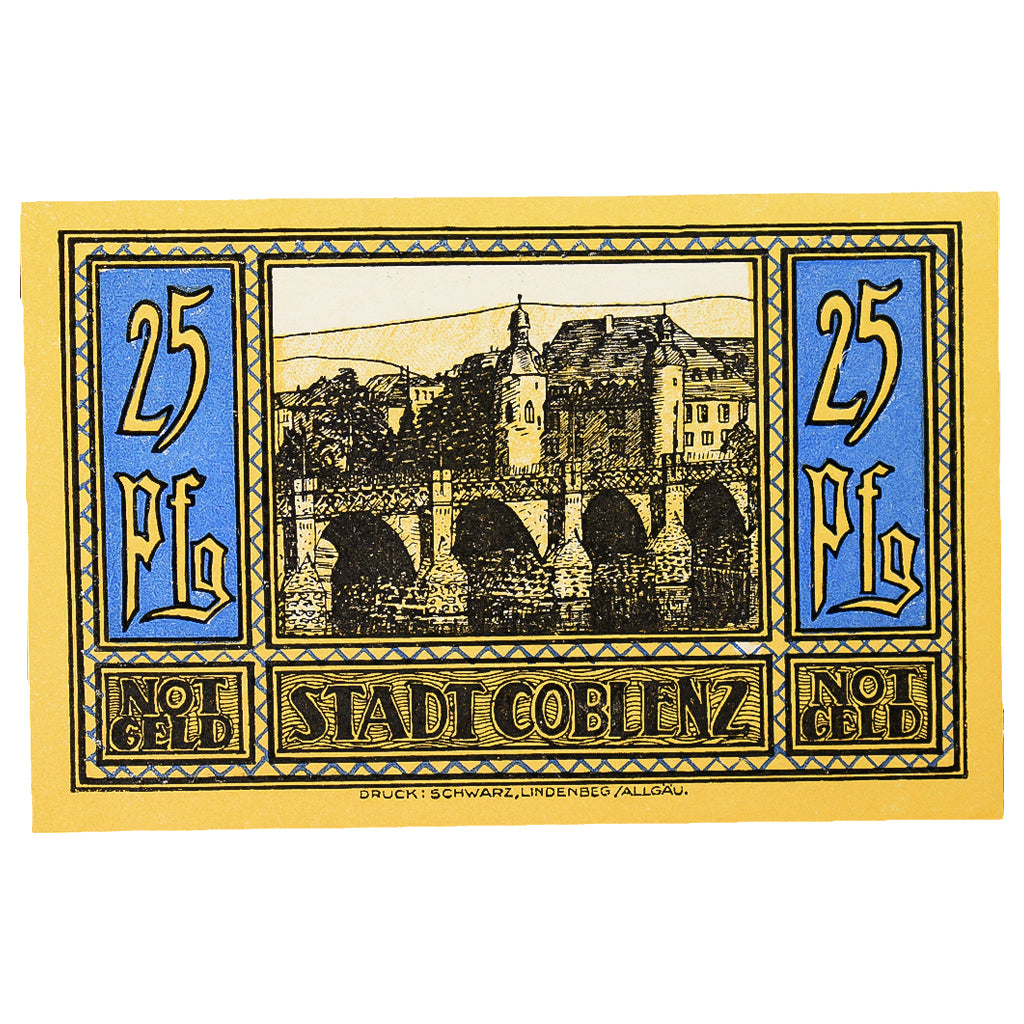 Banconote, Germania, Coblenz Stadt, 25 Pfennig, pont 1, 1921, 1921-05-01, SPL