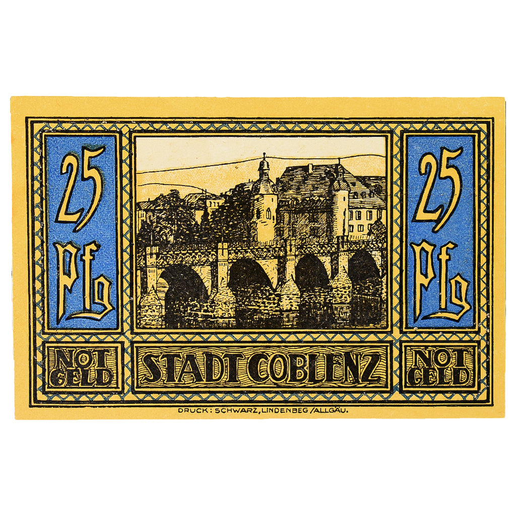 Banconote, Germania, Coblenz Stadt, 25 Pfennig, Pont 2, 1921, 1921-05-01, SPL