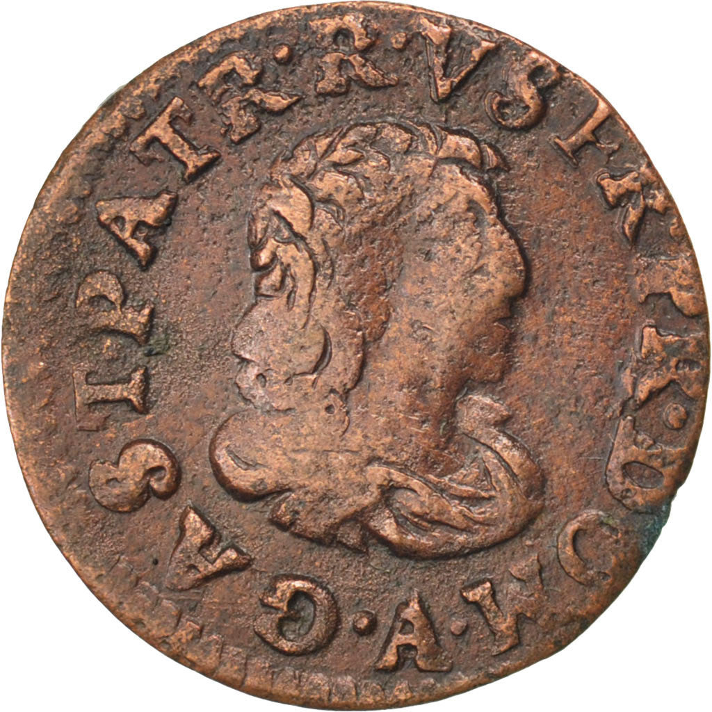 ESTADOS FRANCESES, DOMBES, Gaston d'Orléans, Denier Tournois, 1649, Cobre