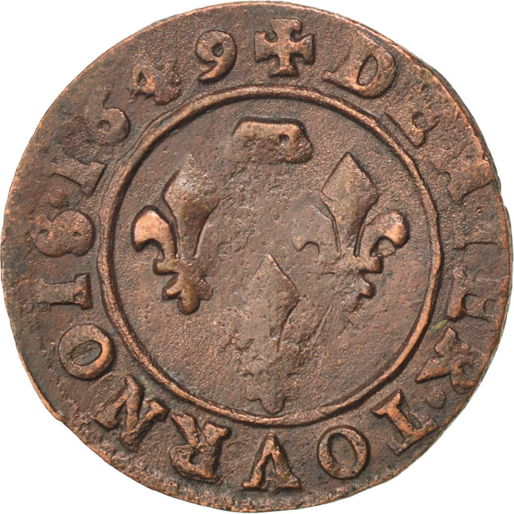 ESTADOS FRANCESES, DOMBES, Gaston d'Orléans, Denier Tournois, 1649, Cobre