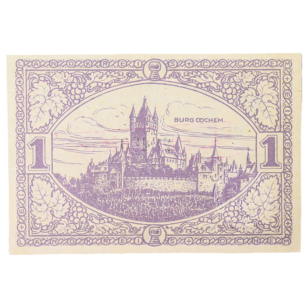 Banconote, Germania, Cochem Landkreis, 1 Mark, paysage, 1918, SPL, Mehl:083.01