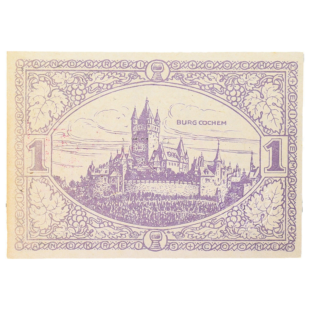 Banconote, Germania, Cochem Landkreis, 1 Mark, paysage 6, 1918, SPL, Mehl:083.01