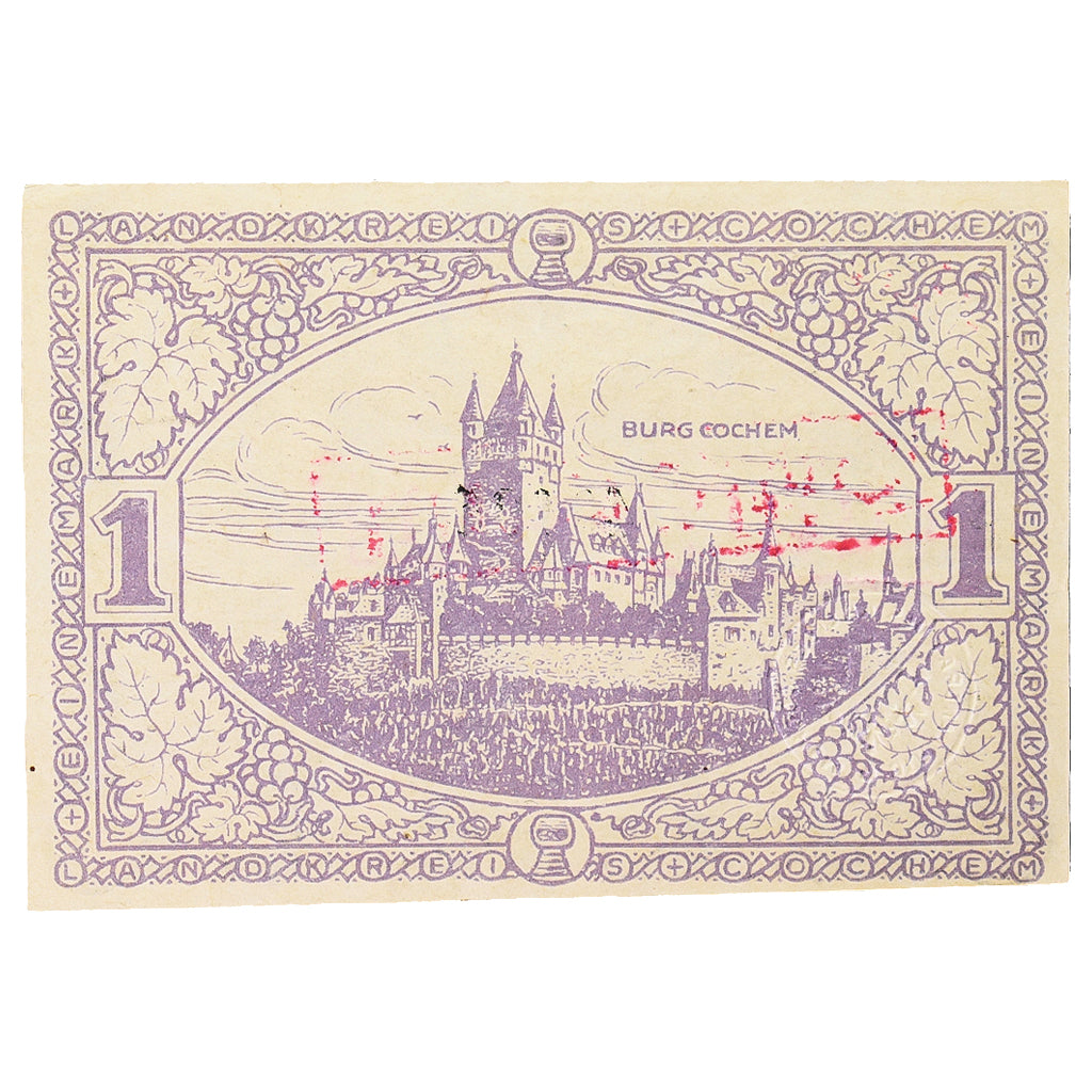 Banconote, Germania, Cochem Landkreis, 1 Mark, paysage 8, 1918, SPL, Mehl:083.01