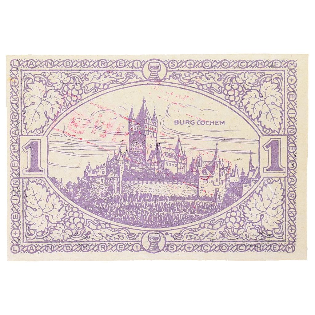 Banconote, Germania, Cochem Landkreis, 1 Mark, paysage 9, 1918, SPL, Mehl:083.01
