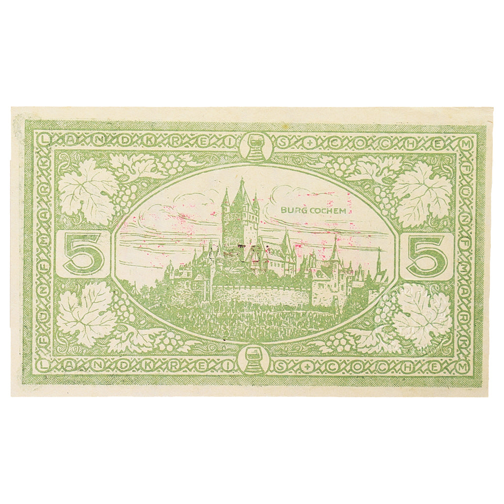 Geldschein, Deutschland, Cochem Landkreis, 5 Mark, paysage 2, 1918, 1918-11-19
