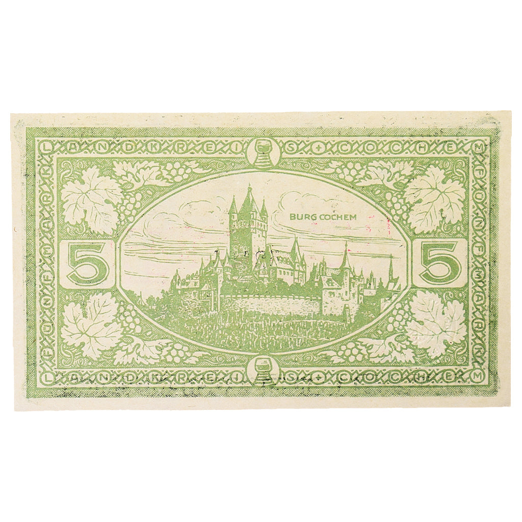 Banconote, Germania, Cochem Landkreis, 5 Mark, paysage 4, 1918, 1918-11-19, SPL