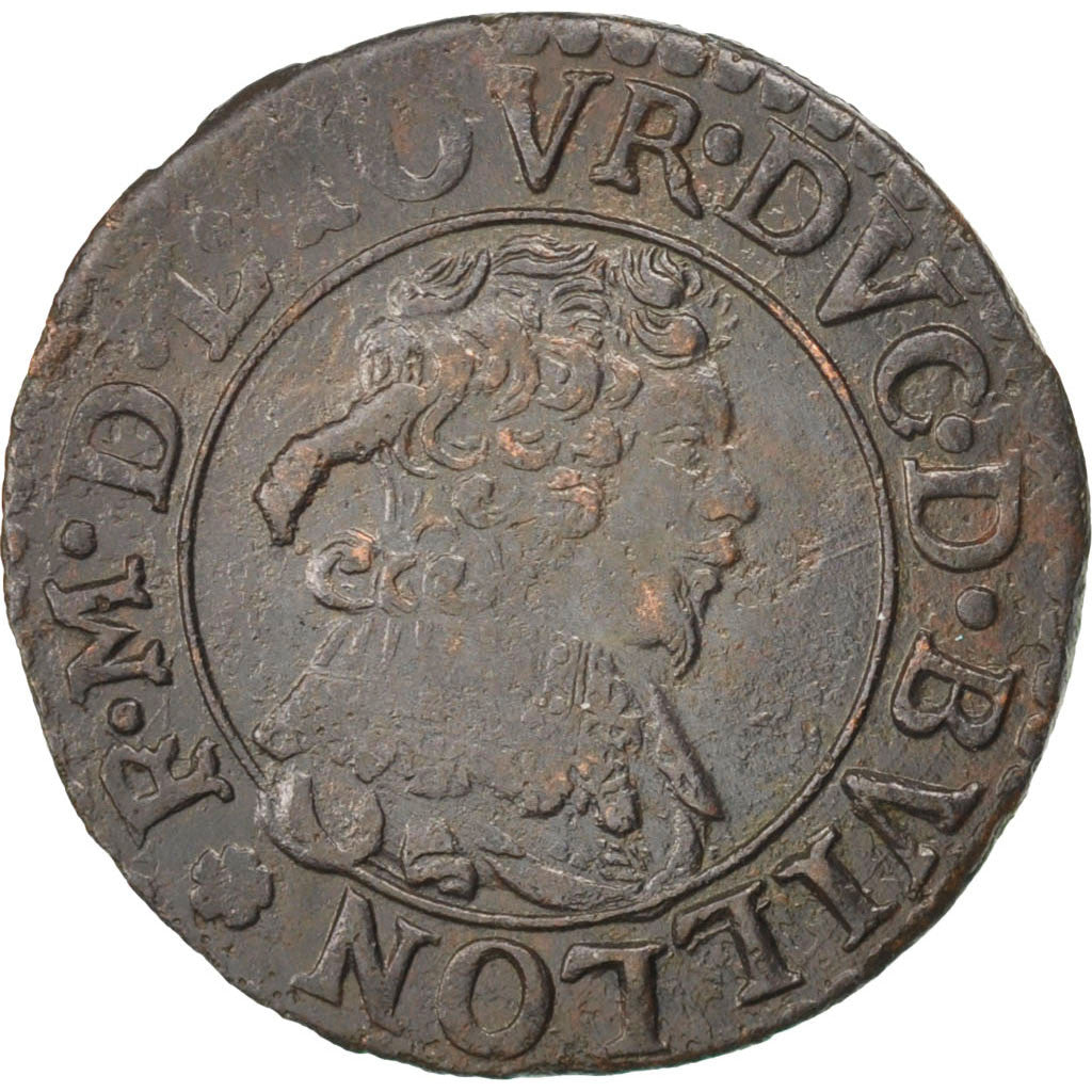 FRENCH STATES, BOUILLON & SEDAN, 2 Tournois, 1635, Copper, AU(50-53), CGKL:578