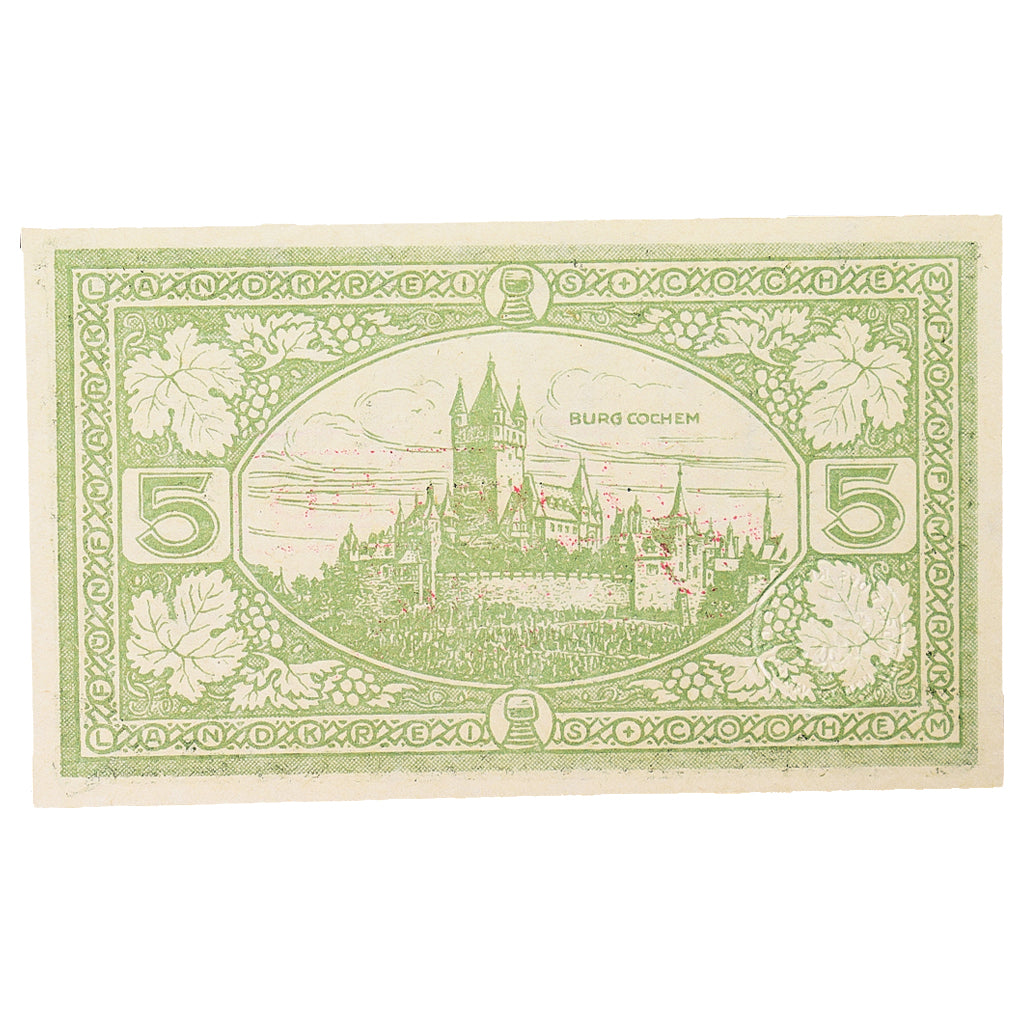 Banconote, Germania, Cochem Landkreis, 5 Mark, paysage 6, 1918, 1918-11-19, SPL
