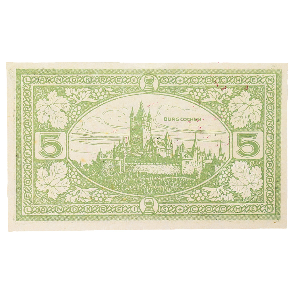 Billete, Alemania, Cochem Landkreis, 5 Mark, paysage 7, 1918, 1918-11-19, EBC+