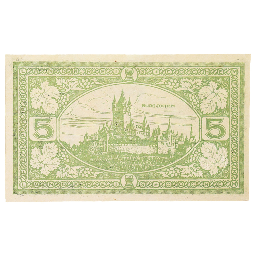 Banknot, Niemcy, Cochem Landkreis, 5 Mark, paysage 8, 1918, 1918-11-19