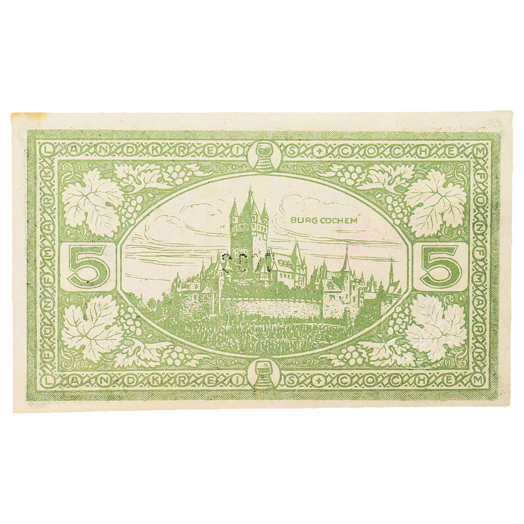 Banconote, Germania, Cochem Landkreis, 5 Mark, paysage 10, 1918, 1918-11-19