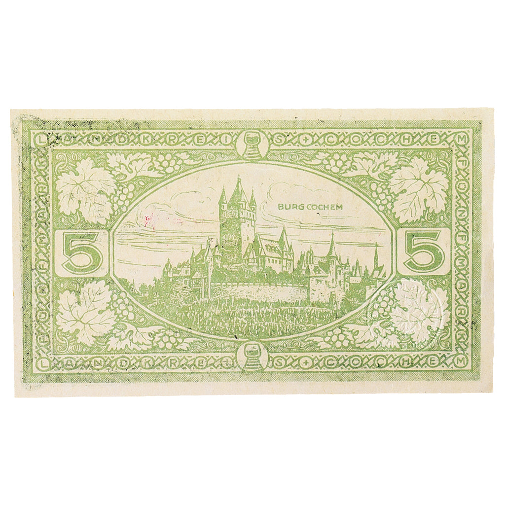 Banconote, Germania, Cochem Landkreis, 5 Mark, paysage 11, 1918, 1918-11-19