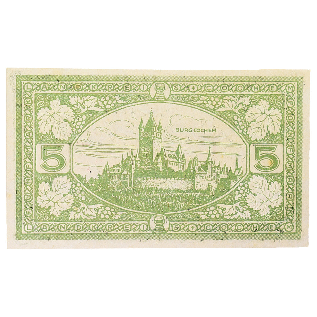 Geldschein, Deutschland, Cochem Landkreis, 5 Mark, paysage 14, 1918, 1918-11-19