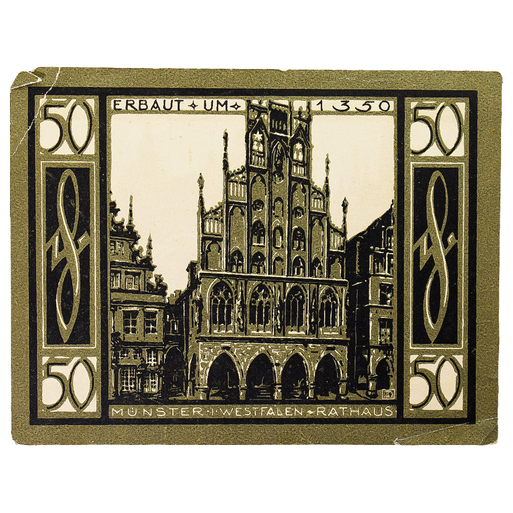 Banconote, Germania, Munster, 50 Pfennig, Eglise, 1921, 1921-08-01, SPL