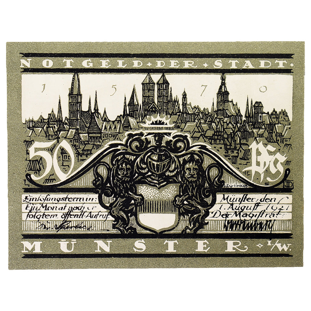 Banconote, Germania, Munster, 50 Pfennig, portail, 1921, 1921-08-01, SPL