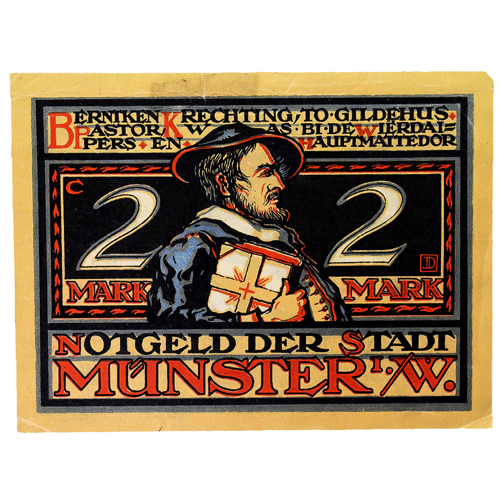 Banknot, Niemcy, Munster, 2 Mark, personnage, 1921, 1921-08-01, AU(50-53)