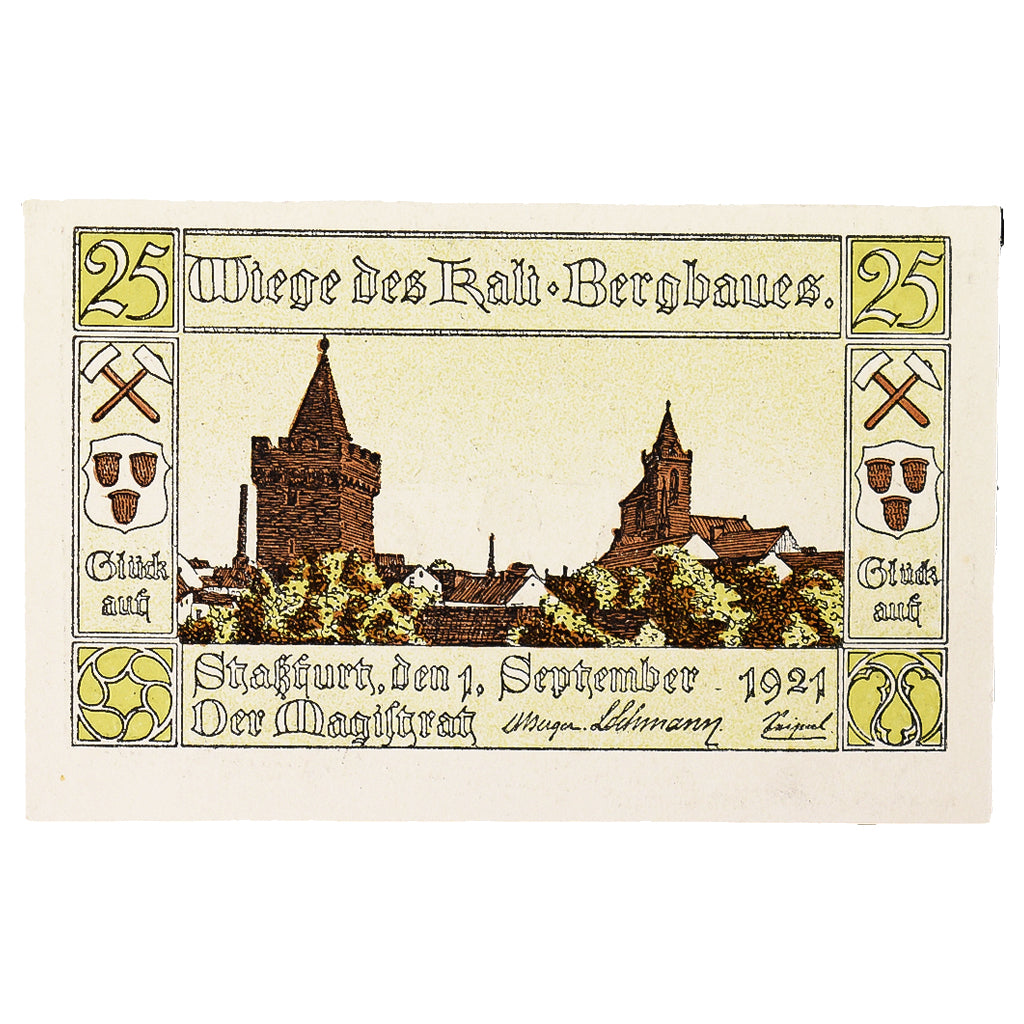 Banknot, Niemcy, Stassfurt, 25 Pfennig, village, 1921, 1921-09-01, UNC(60-62)