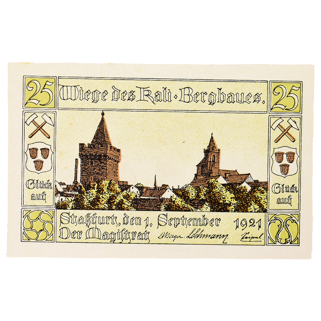 Banknot, Niemcy, Stassfurt, 25 Pfennig, village 1, 1921, 1921-09-01, UNC(60-62)