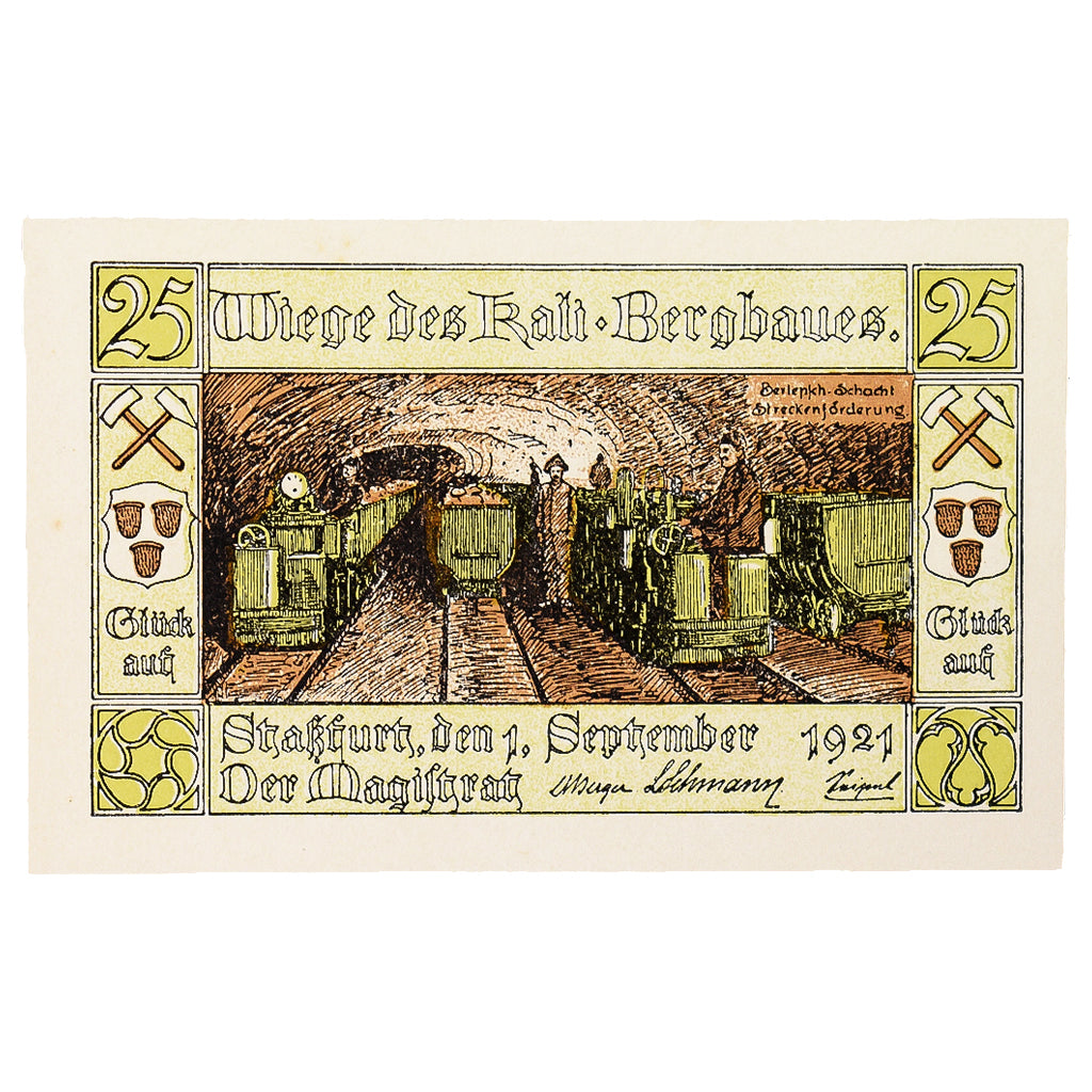 Banconote, Germania, Stassfurt, 25 Pfennig, Mine, 1921, 1921-09-01, SPL