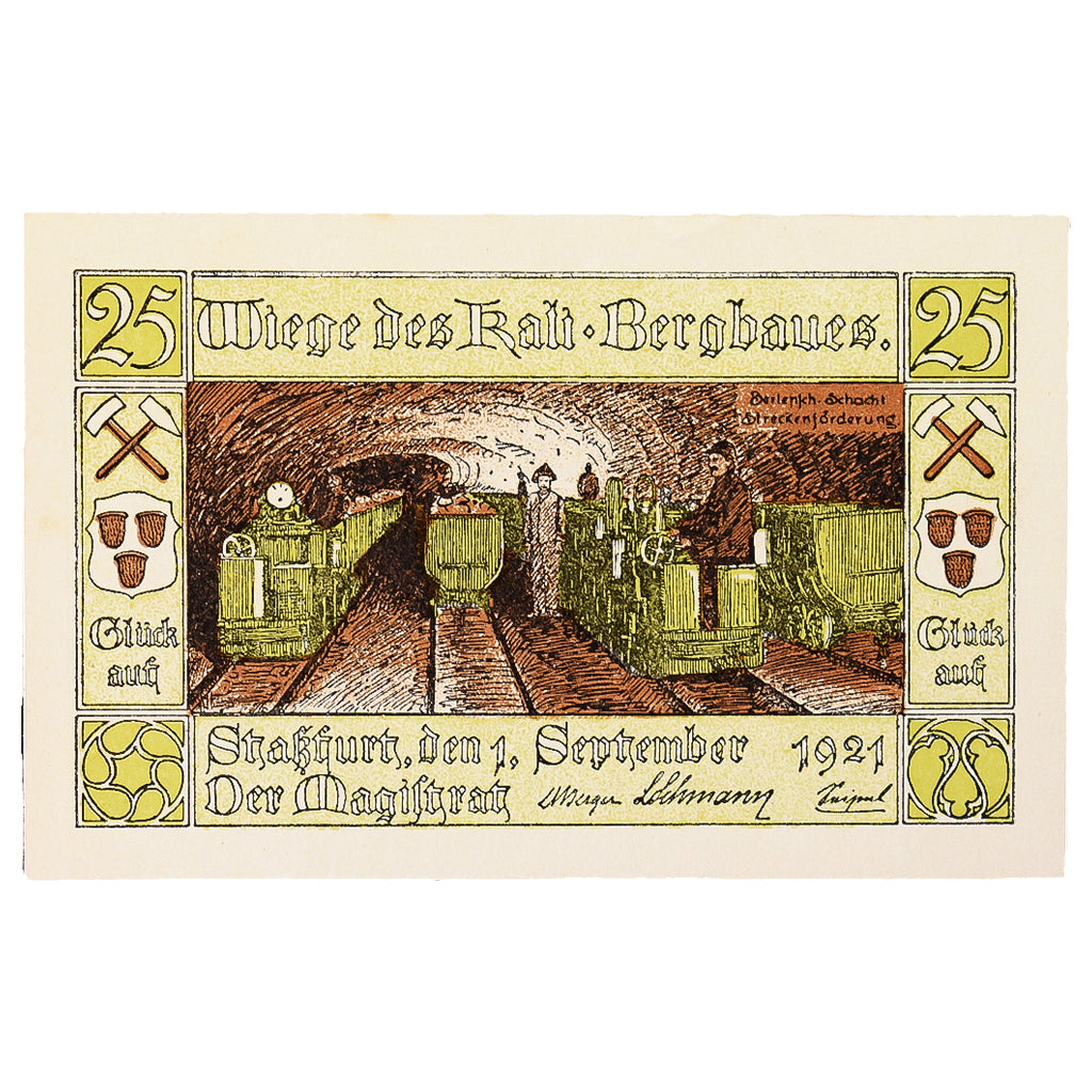 Banconote, Germania, Stassfurt, 25 Pfennig, Mine 1, 1921, 1921-09-01, SPL