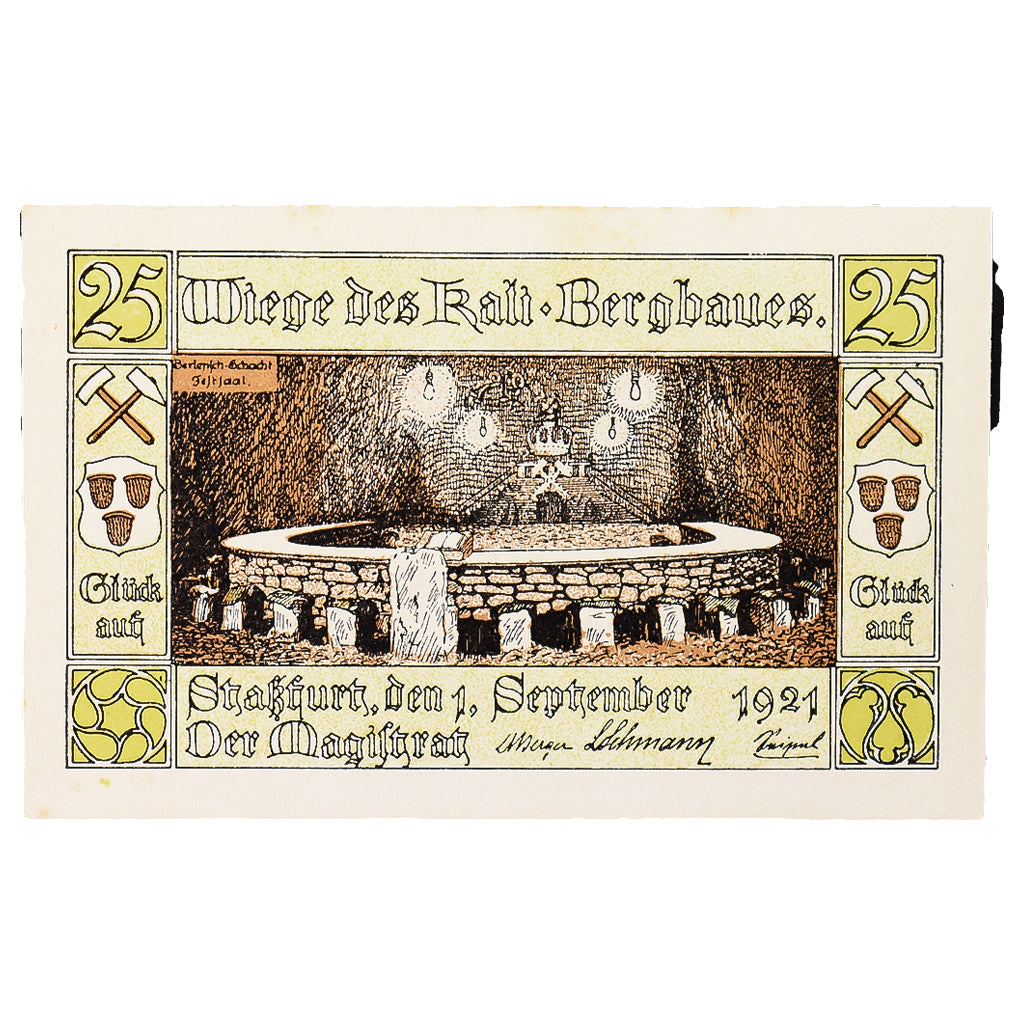 Geldschein, Deutschland, Stassfurt, 25 Pfennig, table, 1921, 1921-09-01, VZ+