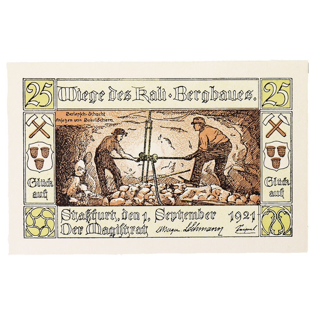 Banconote, Germania, Stassfurt, 25 Pfennig, personnage, 1921, 1921-09-01, SPL