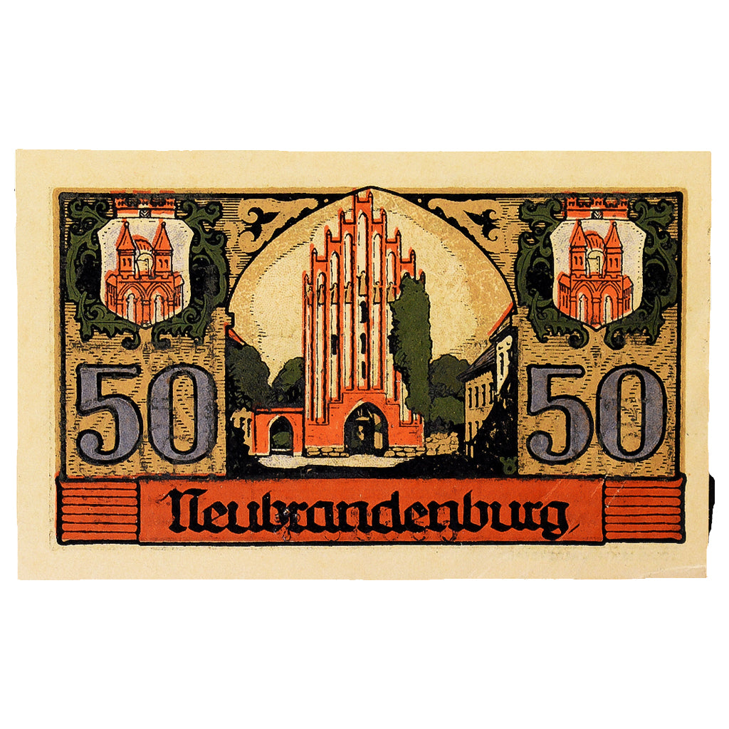 Banconote, Germania, neubrandenburg, 50 Pfennig, église 3, 1922, 1922-07-30