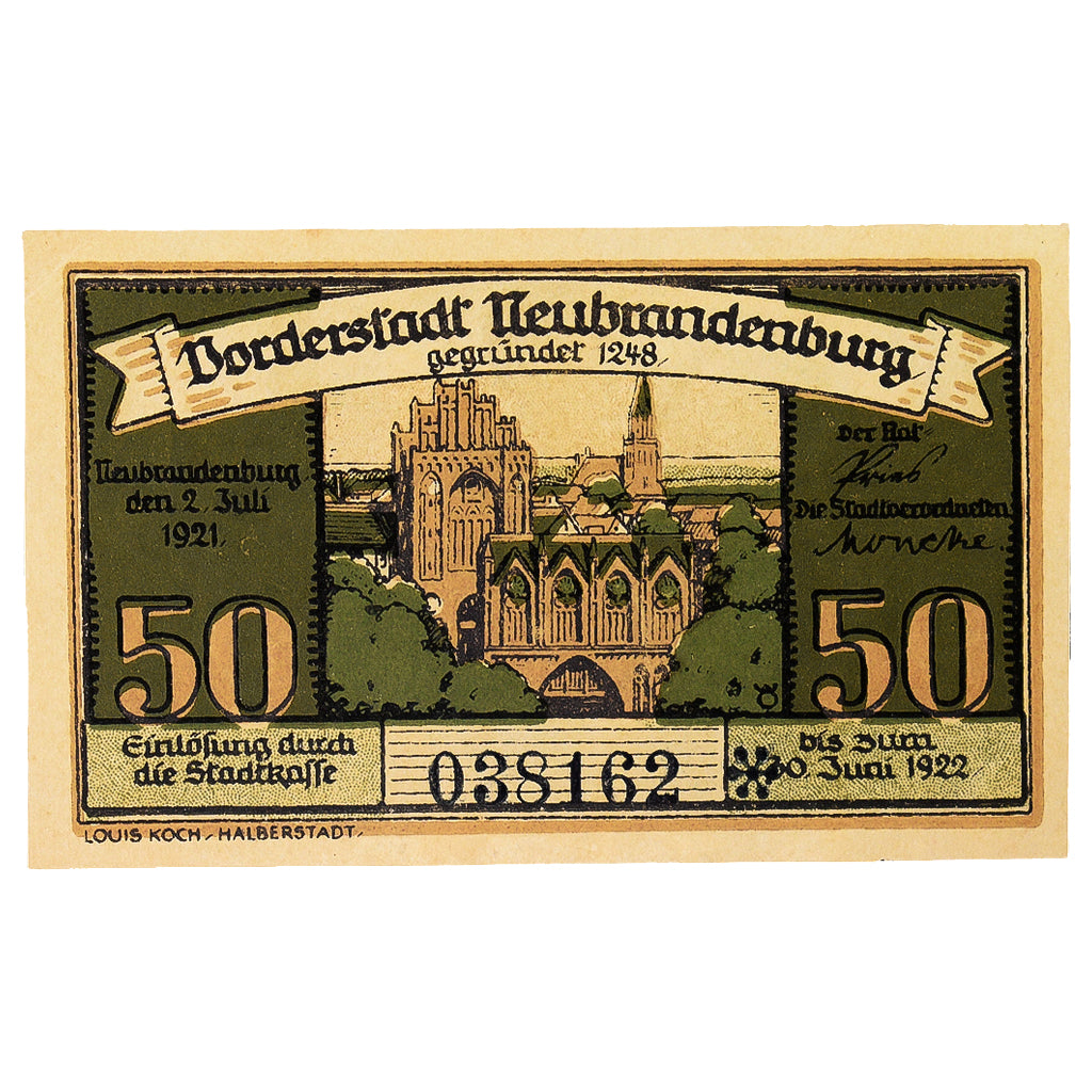 Banconote, Germania, neubrandenburg, 50 Pfennig, rue, 1922, 1922-07-30, SPL