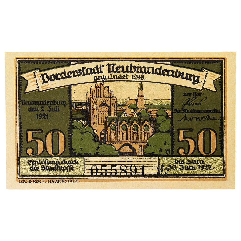 Banconote, Germania, neubrandenburg, 50 Pfennig, rue 2, 1922, 1922-07-30, SPL