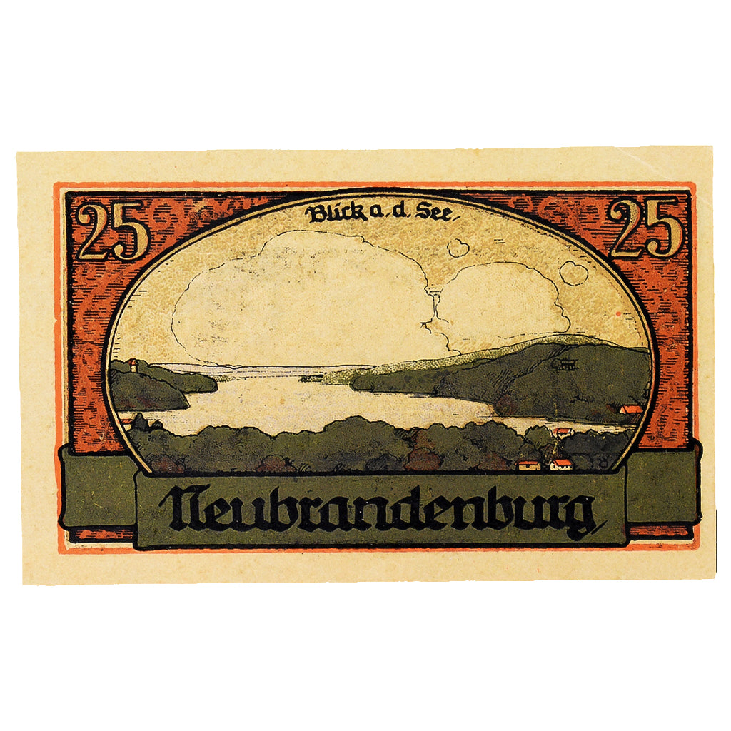 Geldschein, Deutschland, Neubrandenburg Stadt, 25 Pfennig, paysage 4, 1921