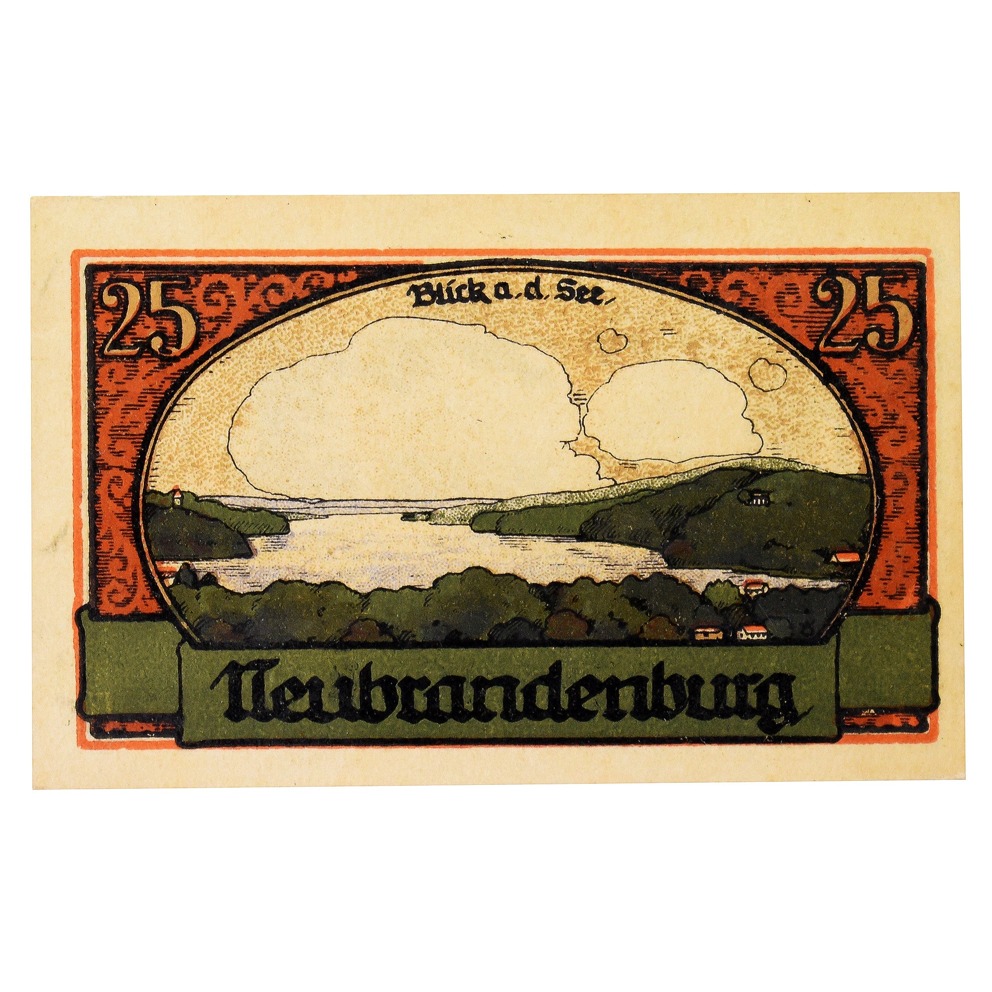 Geldschein, Deutschland, Neubrandenburg Stadt, 25 Pfennig, paysage 6, 1921