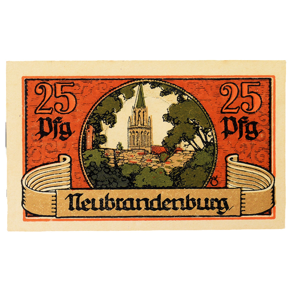 Banconote, Germania, Neubrandenburg Stadt, 25 Pfennig, paysage 2, 1921