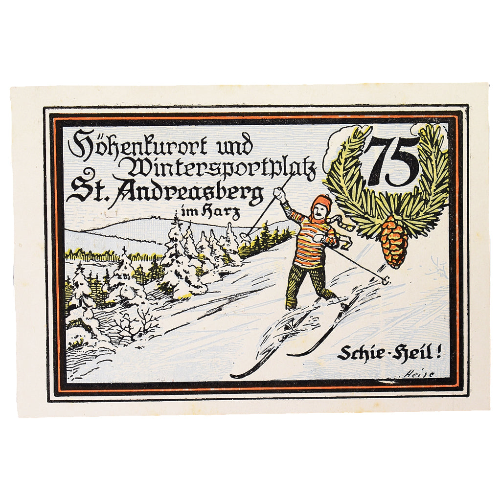 Banknote, Germany, St Andreasberg, 75 Pfennig, ski 4, 1921, 1921-10-01