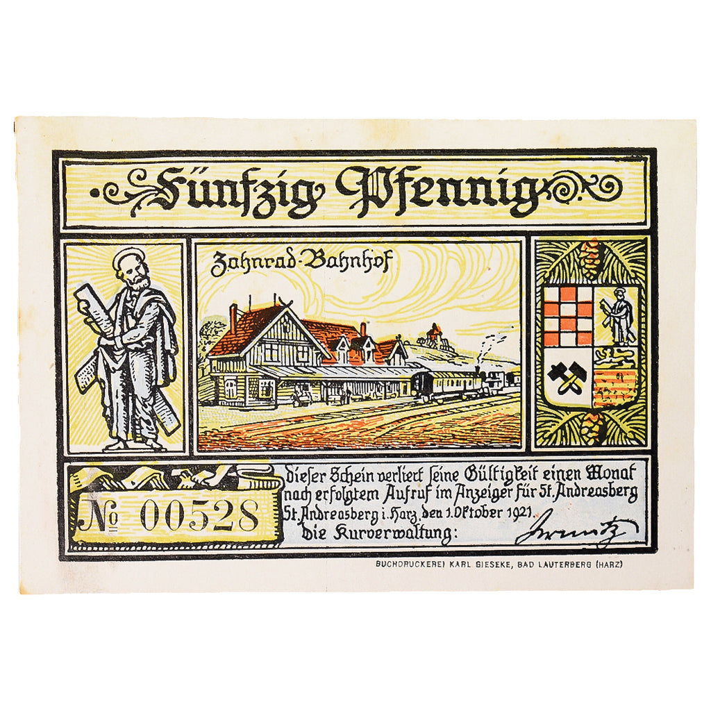 Geldschein, Deutschland, Saint Andreasberg, 50 Pfennig, SKI 1, 1921, 1921-10-01