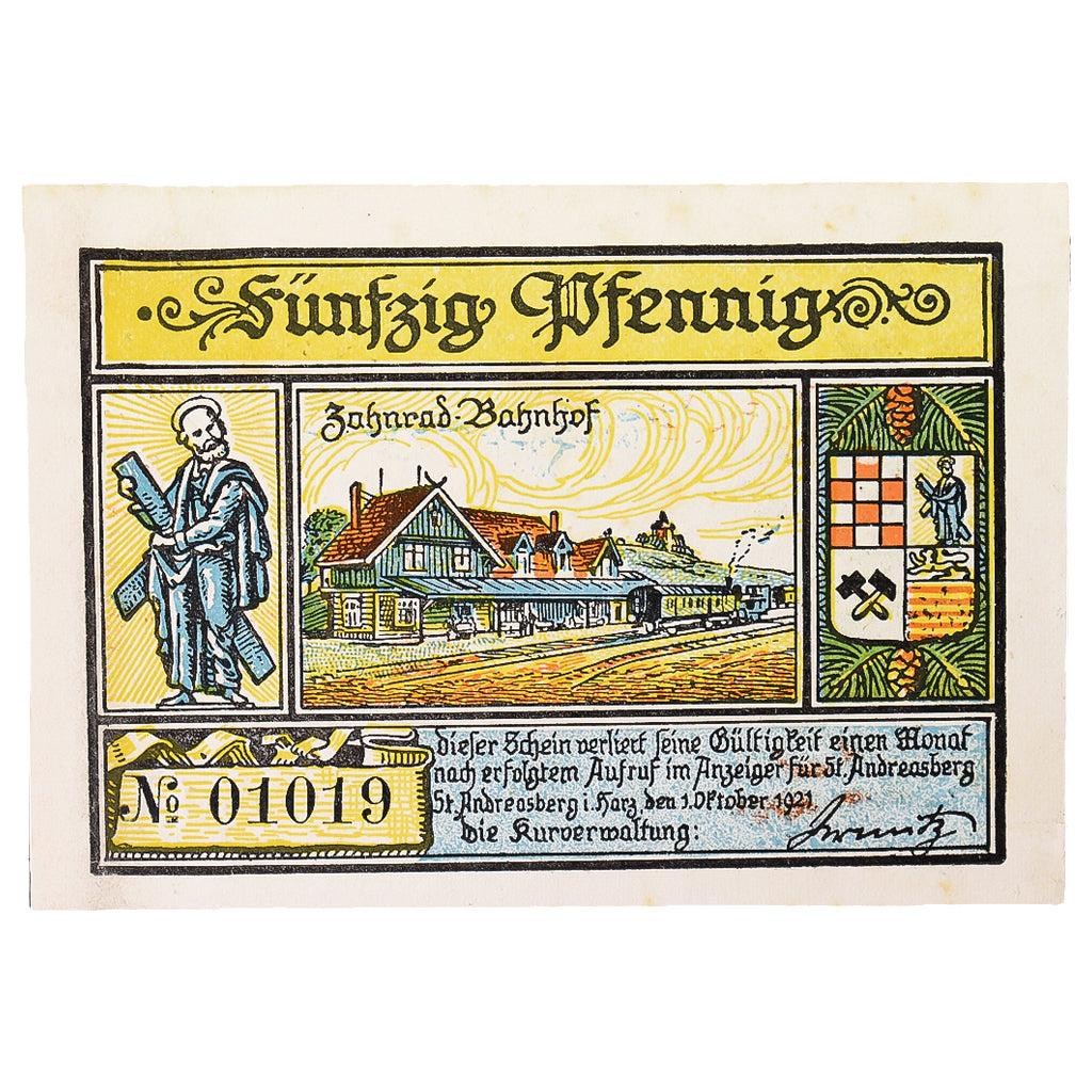 Banknote, Germany, Saint Andreasberg, 50 Pfennig, ski 2, 1921, 1921-10-01