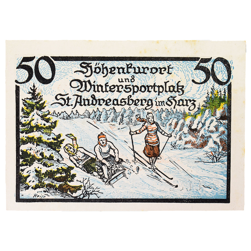 Geldschein, Deutschland, Saint Andreasberg, 50 Pfennig, ski 3, 1921, 1921-10-01
